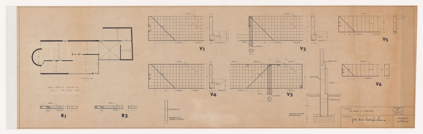 Reinforced concrete details for Casa Manuel Magalhães, Porto