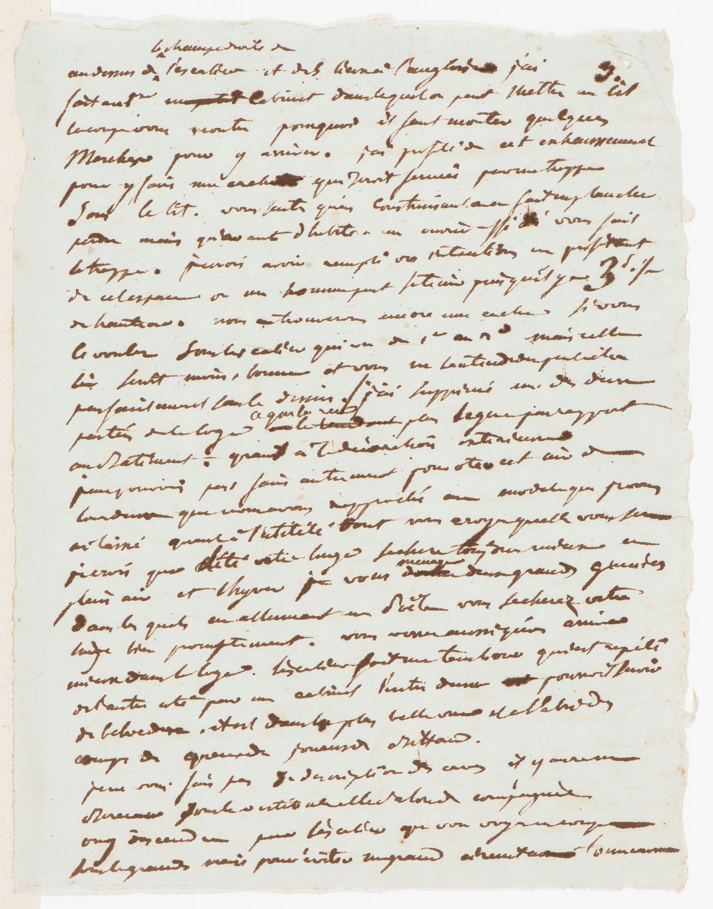 Project for a château for M. de Lorgeril, Motte Beaumanoir [?]: Notes