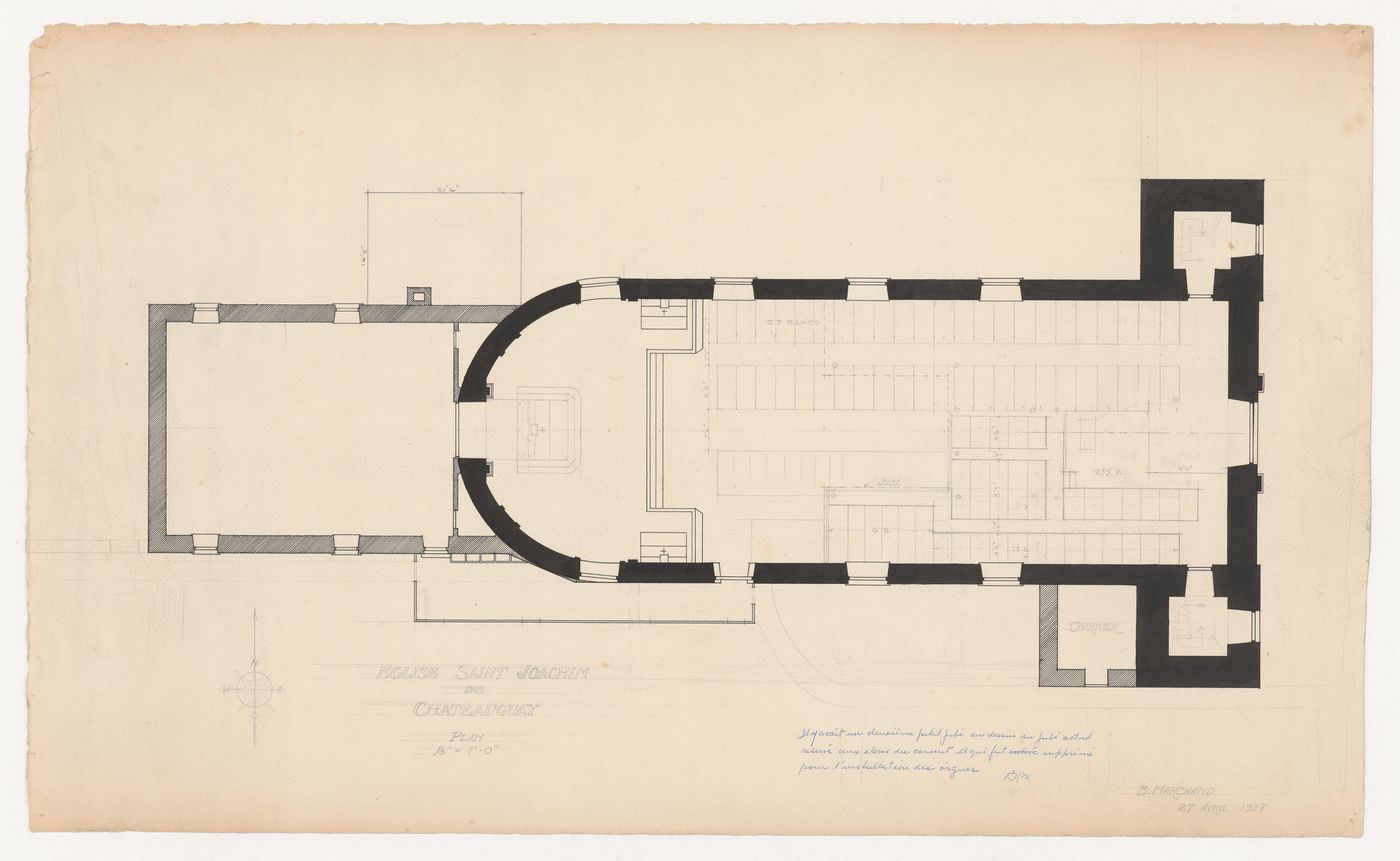 Église Saint-Joachim de Châteauguay, par l'architecte et dessinateur Blaise Marchand (Châteauguay, 1900 - Québec, 1988)