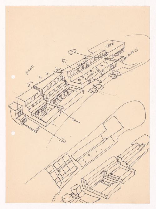 Sketch axonometric views for Conjunto Habitacional em Caxinas, Vila Cova - Vila do Conde, Portugal
