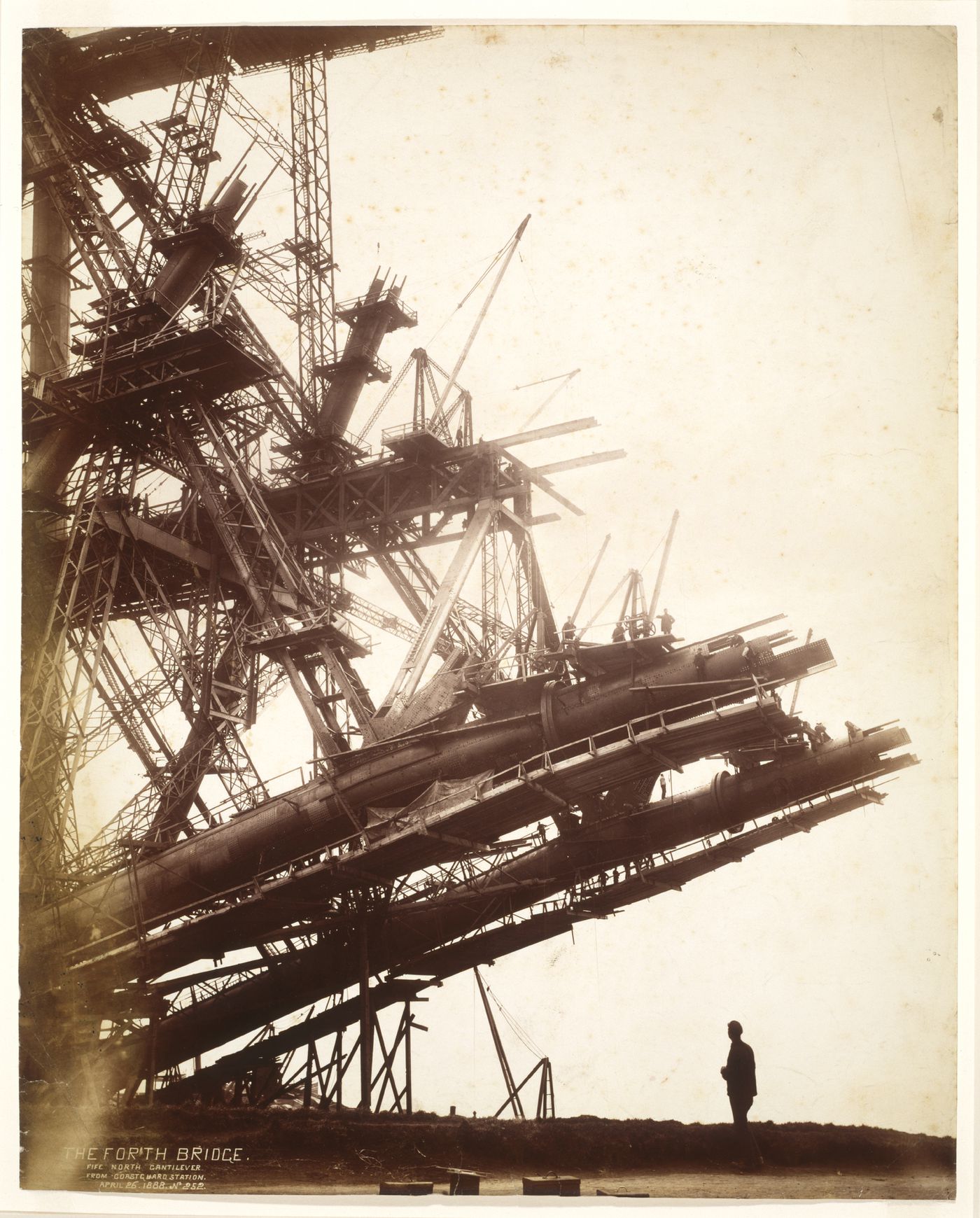 View of the Forth Bridge under construction, Firth of Forth, Scotland