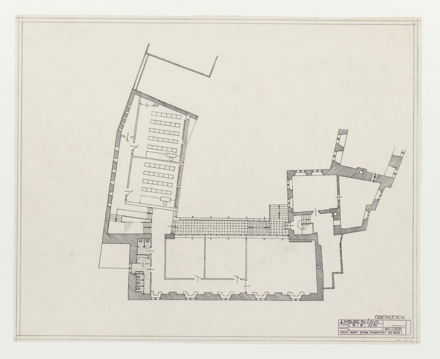 First floor plan for an addition to an existing building, possibly a school, Limburg an der Lahn, Germany