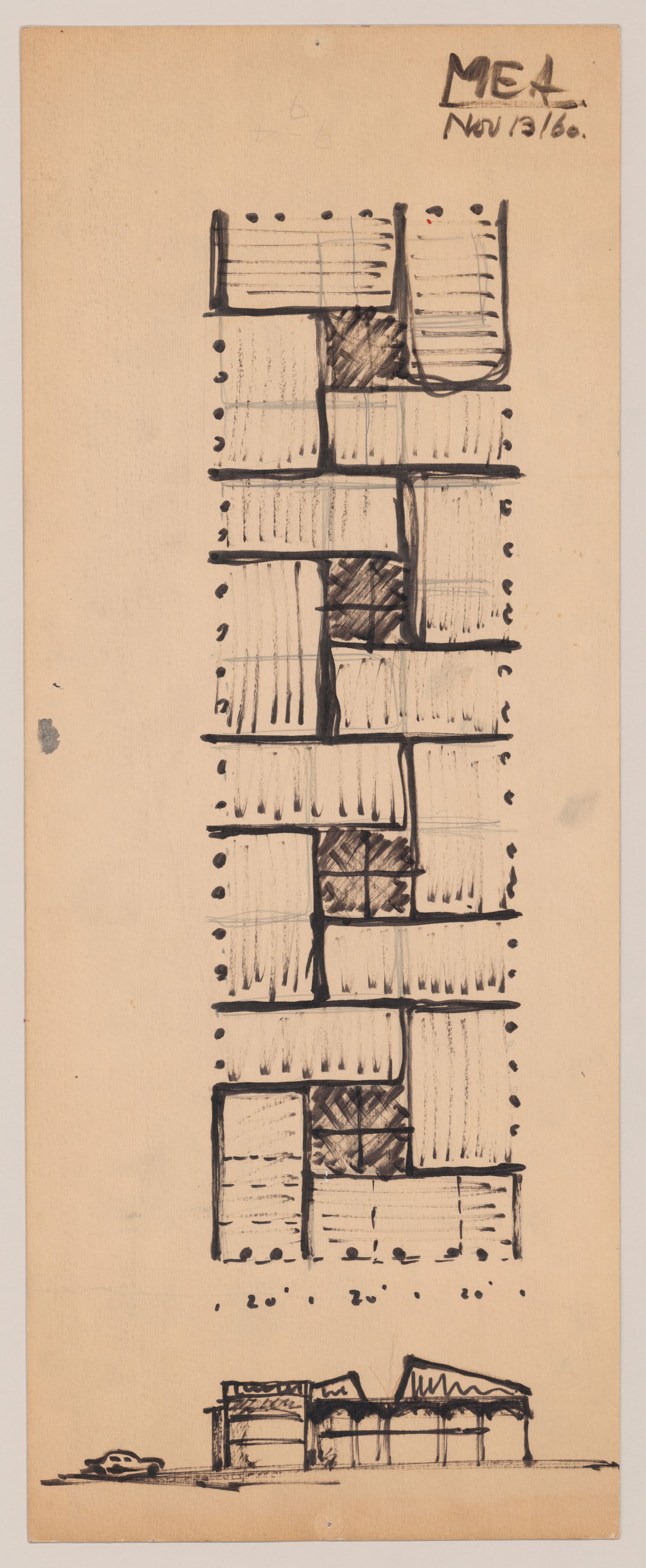 Sketches and elevation for Meadowvale, Mississauga, Ontario, Canada