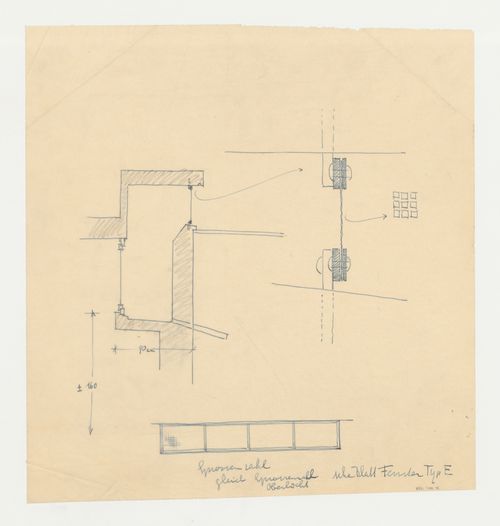 Elevation and sections for a type E window for an unidentified housing project, Germany