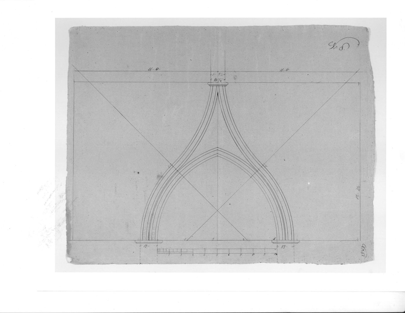 Elevation for a ribbed ceiling vault for Notre-Dame de Montréal