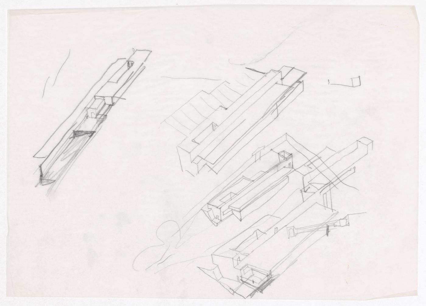 Sketch axonometric views for Restaurante de Santo Domingo de Bonaval, Santiago de Compostela, Spain
