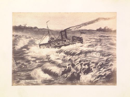 View of the Lachine Rapids showing a steamboat, Montréal, Québec