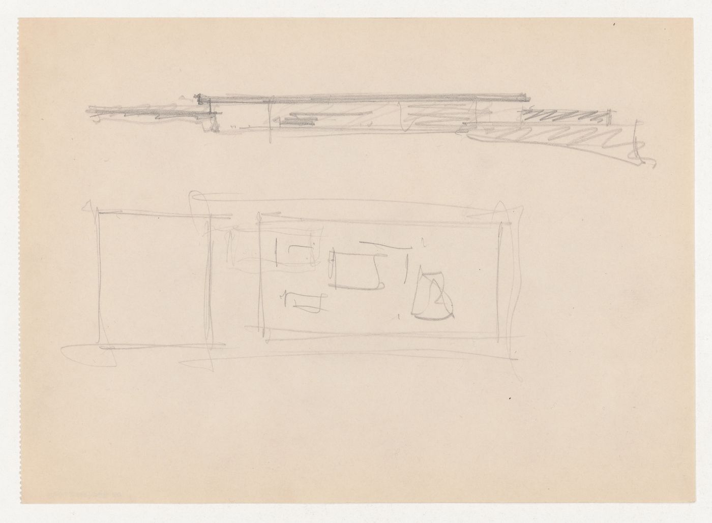 Sketch for the principal elevation and sketch plan for Museum for a Small City
