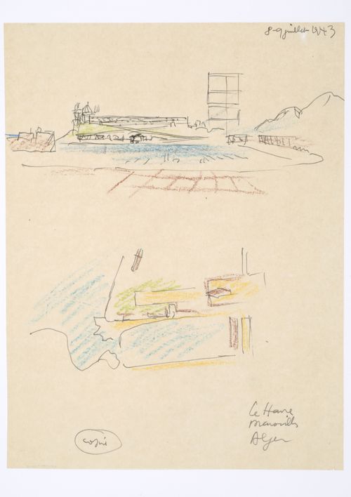 Copy of a perspective and plan for the west coast of the Old Port, Marseille