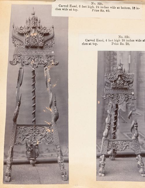 View of an easel, F. Beato Limited, C Road, Mandalay, Burma (now Myanmar)