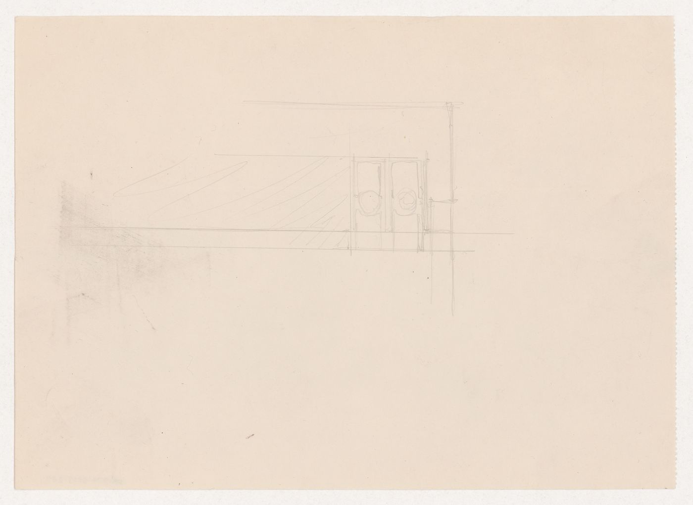 Interior sketch elevation, probably for a campus building for Illinois Institute of Technology