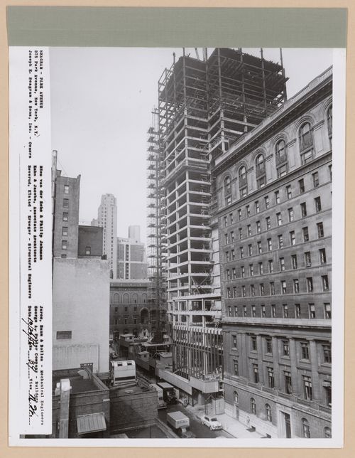 Seagram building under construction, 375 Park avenue, New York, N.Y., north-west view