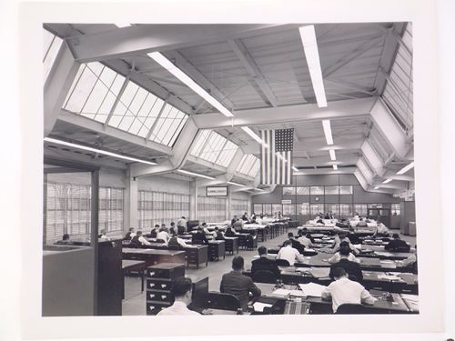 Interior view of the Engineering Building, Curtiss-Wright Corporation Airplane division Assembly Plant, Columbus, Ohio