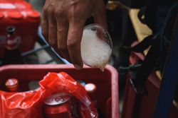 Ch'alla of El Alto Aesthetics stall in Feria 16 de Julio Market, El Alto, Bolivia