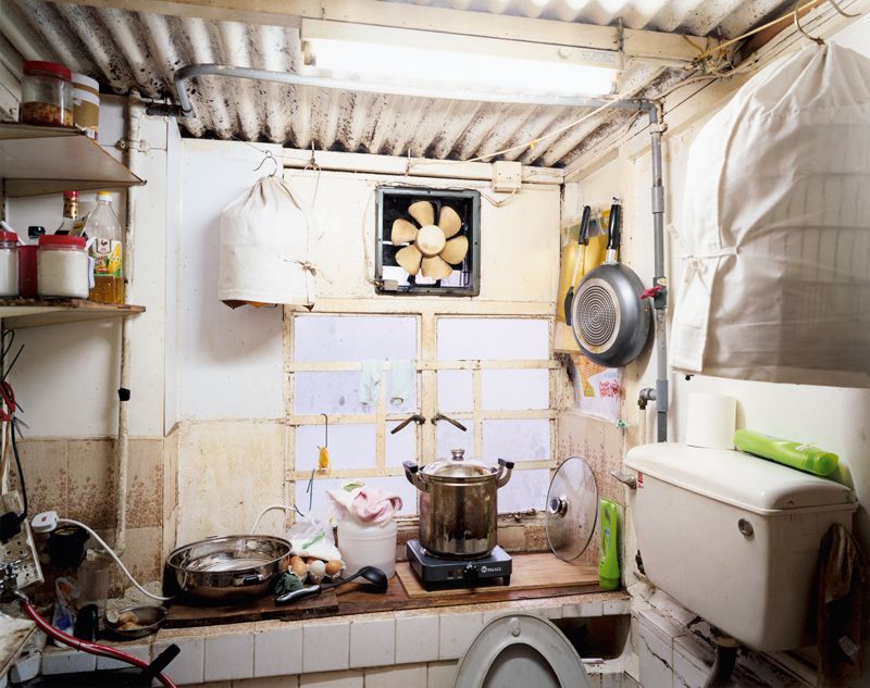 Stefan Canham, photographer. Washroom/kitchen, Building 1, Unit 2, Sham Shui Po District. 2008