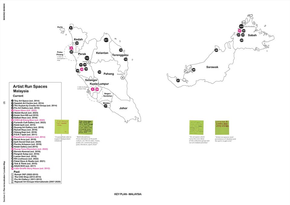 Location of artist run spaces in Malaysia