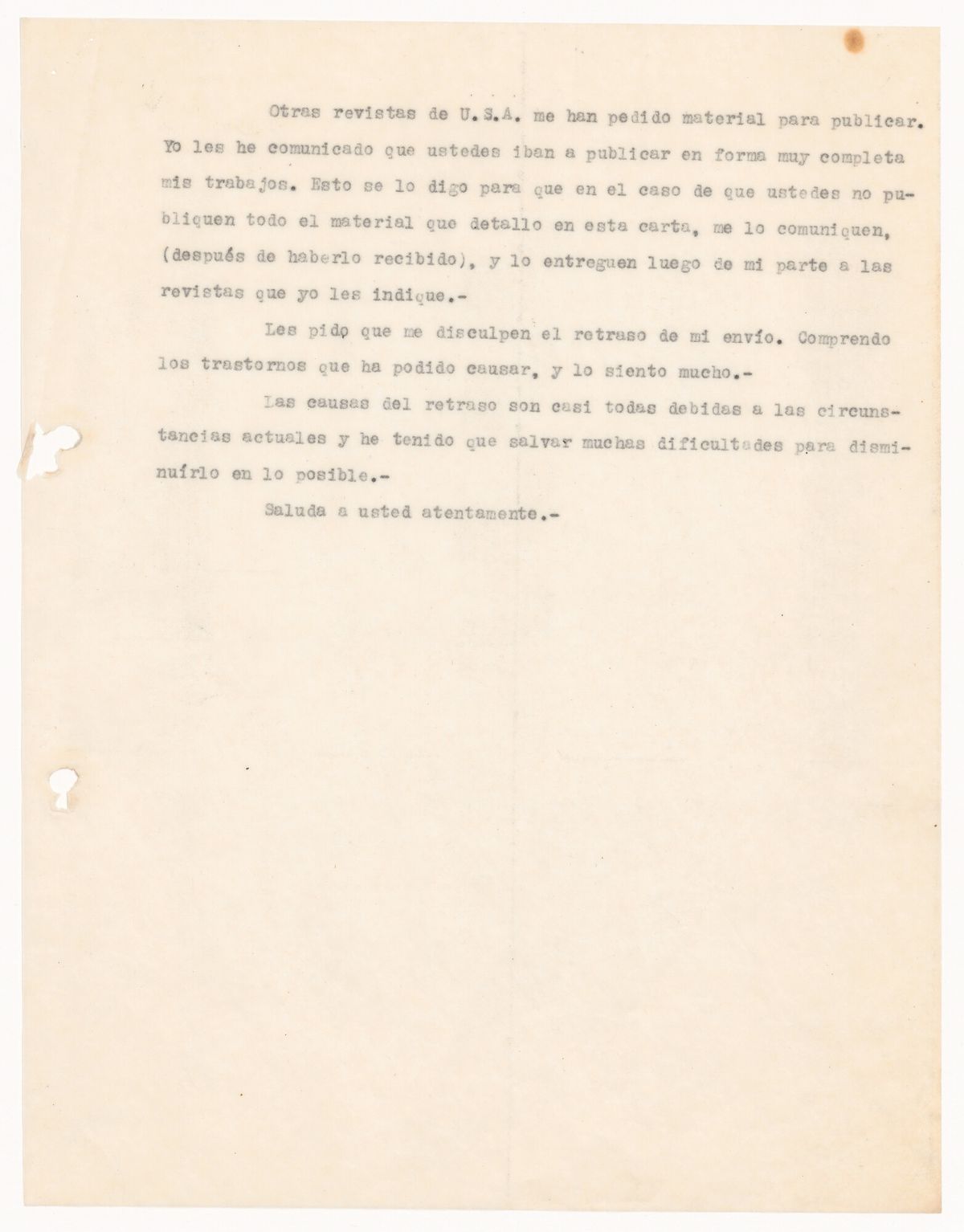 Letter from Amancio Williams to Chloethiel Woodard Smith, 21 June 1946