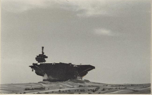 Hans Hollein, Aircraft Carrier City in Landscape, 1964. Photomontage. Collection The Museum of Modern Art, New York. Philip Johnson Fund 1967