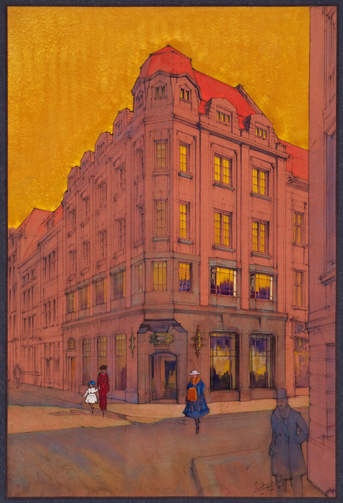 Johannes van der Laan. Édifice de bureaux, Pays-Bas Perspective extérieure. 1918