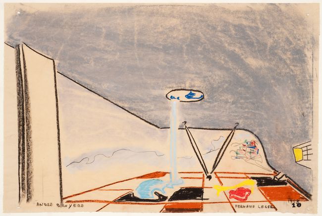 André Bruyère and Fernand Léger. Perspective for a guest villa showing the terrace, Village Polychrome, near Biot, France. 1953