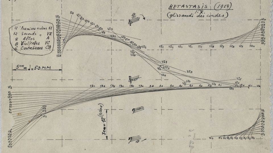 Iannis Xenakis. Étude pour <i>Metastaseis</i>. 1954.
