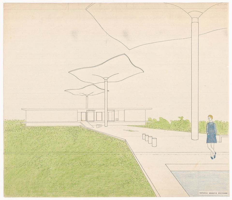 Amancio Williams. Perspective drawing, Desmarás House, circa 1969