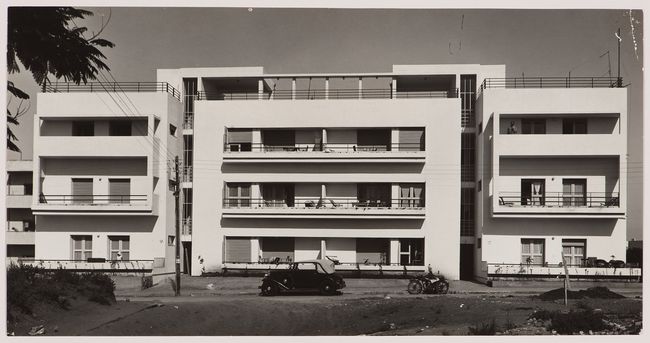 Itzhak Kalter, photographer, Shmuel Miestechkin, architect. Kiryati House, 12-14 Rubbin Street, Tel Aviv. 1938