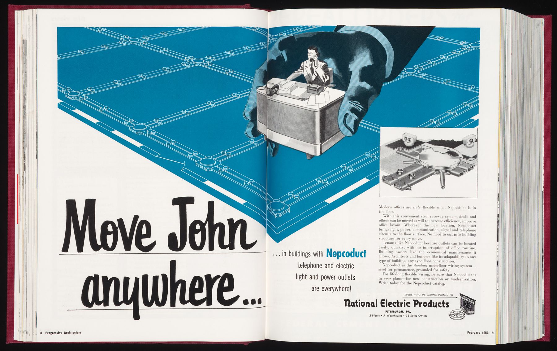 Page 8-9 of <i>Progressive Architecture</i>, February 1953