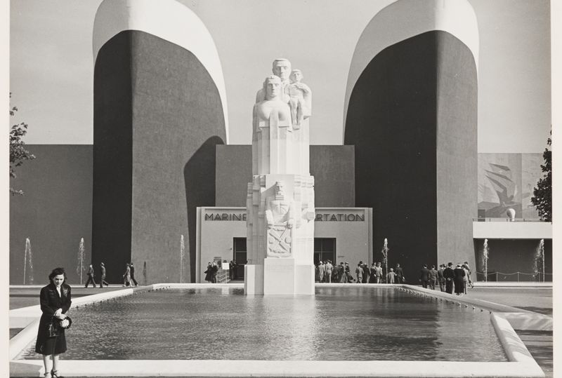 Frank Navara, photographer. Front view of Marine Transportation Building, New York World's Fair, New York. 1939