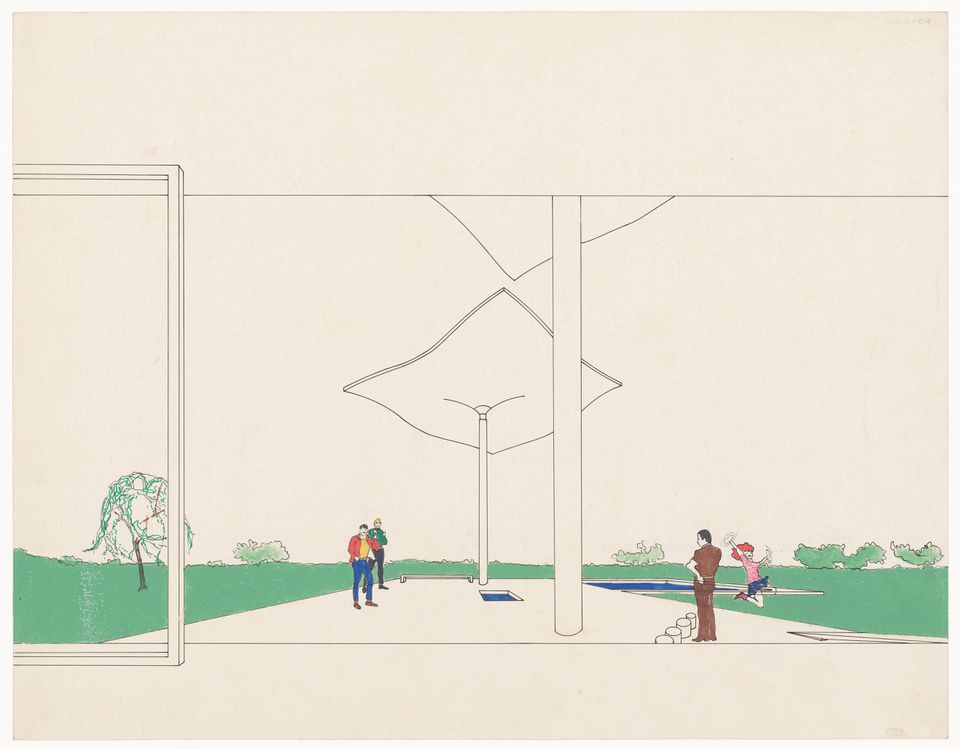 Amancio Williams. Perspective drawing, Desmarás House, circa 1969