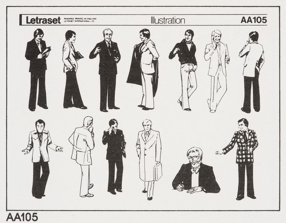 Letraset. Feuillets d’illustration et de symboles architecturaux. 1976