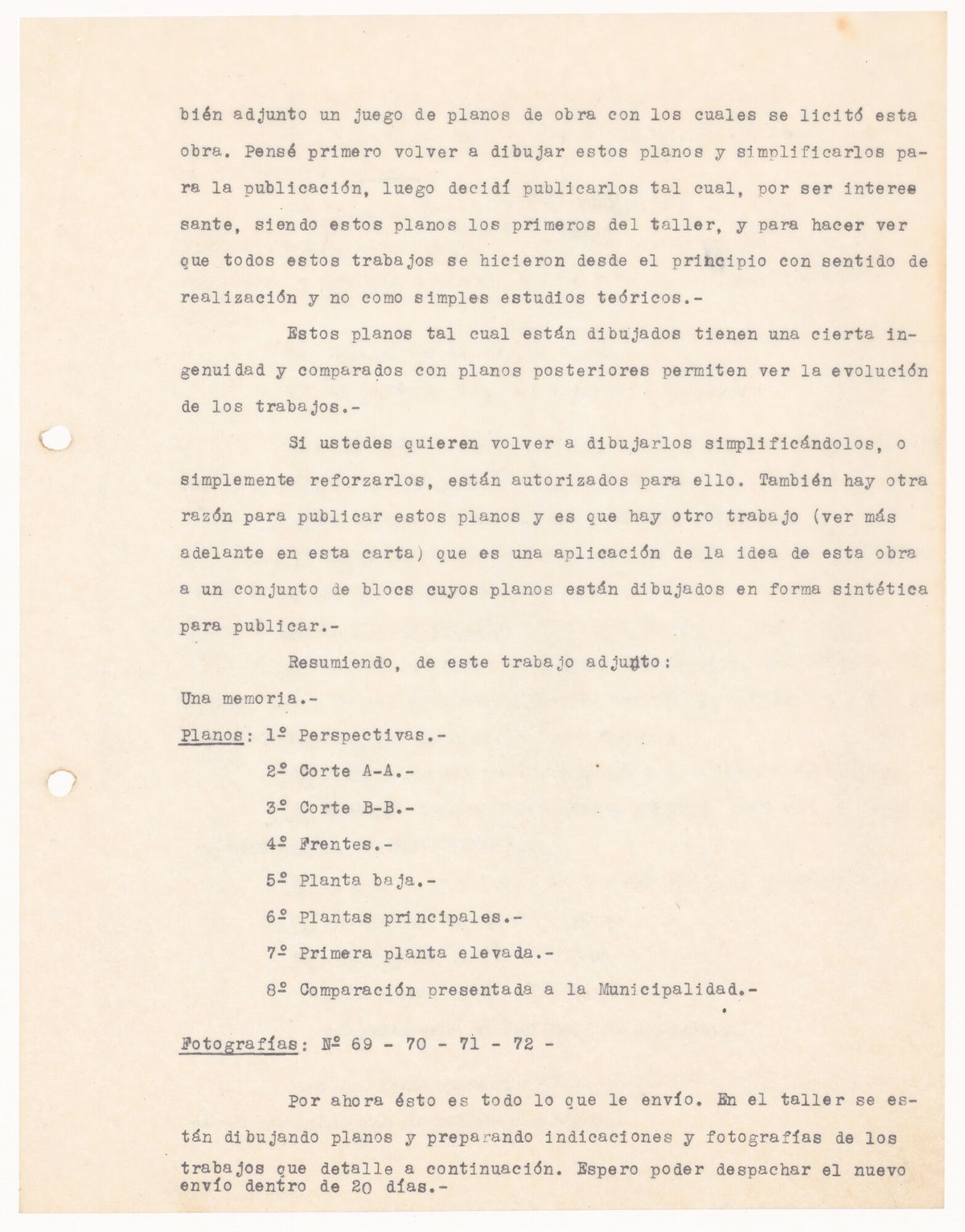 Letter from Amancio Williams to Chloethiel Woodard Smith, 21 June 1946