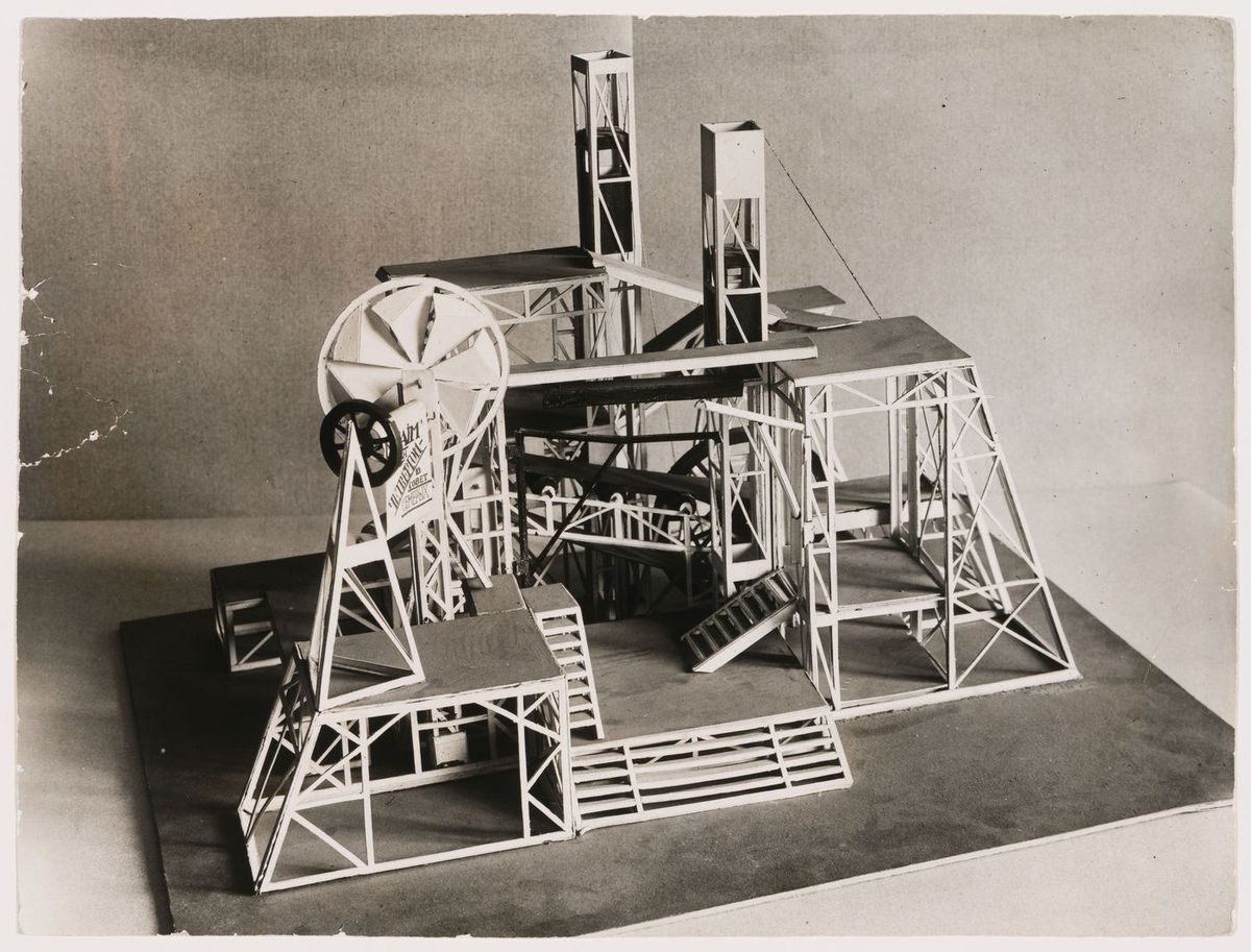 Aleksandr A. Vesnin and Liubov S. Popova. Photograph of a Model for the set of G. K. Chesterton’s play The Man Who Was Thursday, Kamernyi Theatre, Moscow, ca. 1923
