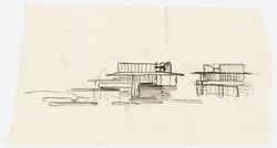 Shim-Sutcliffe Architects. Esquisse conceptuelle, Muskoka Boathouse, Lac Muskoka, Ontario. 1996-1999