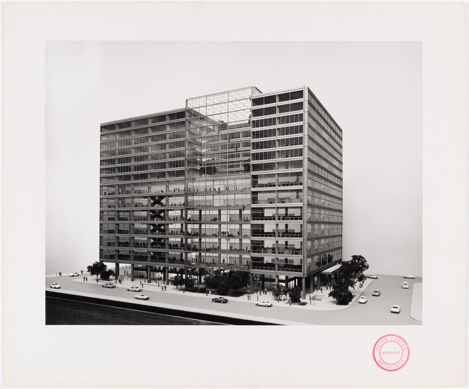 Bregman & Hamann (Peter Carter, project architect). View of model, Ontario Law Courts, Toronto, 1973-74