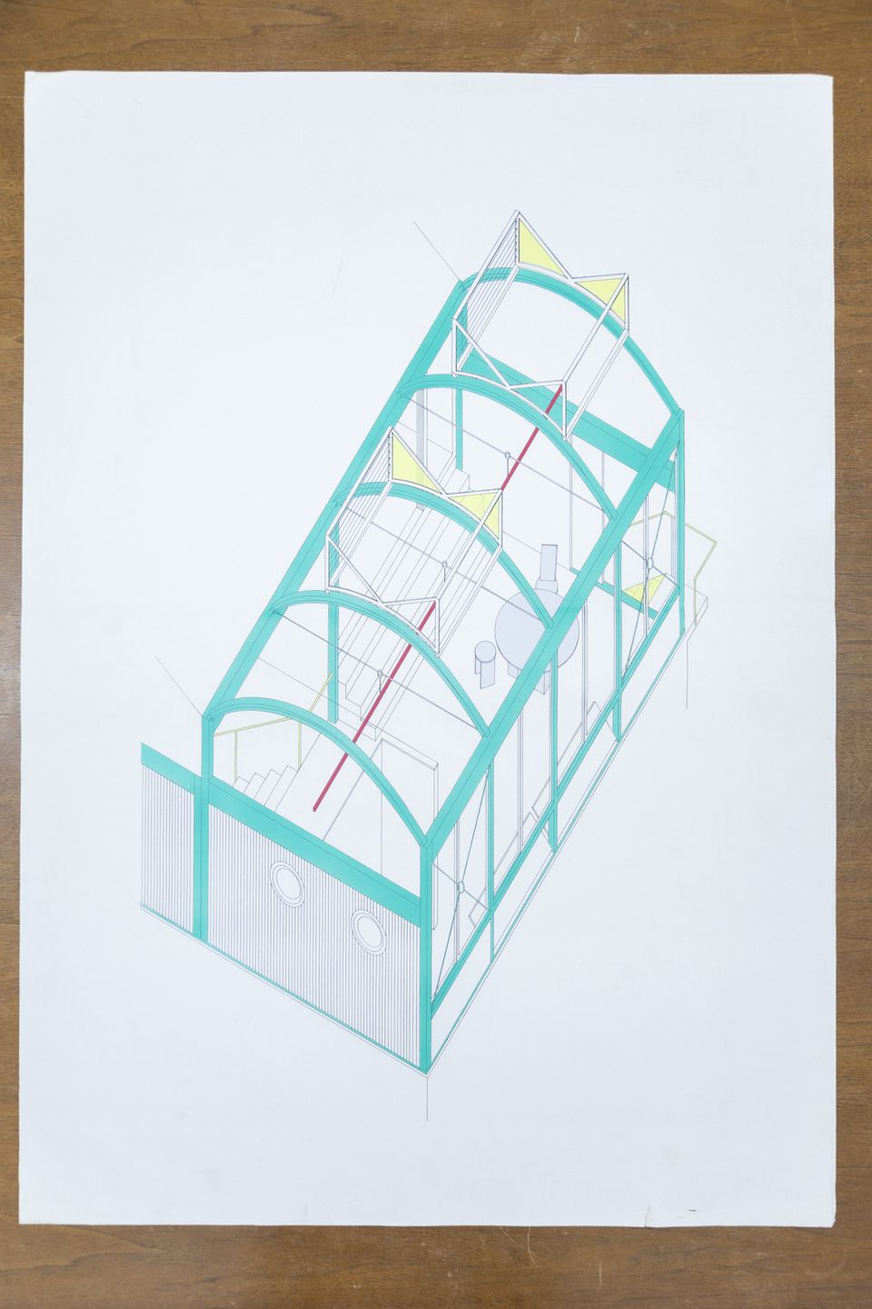 Toyo Ito & Associates, Architects, coloured axonometric of House in Hanakoganei, Tokyo, 1983