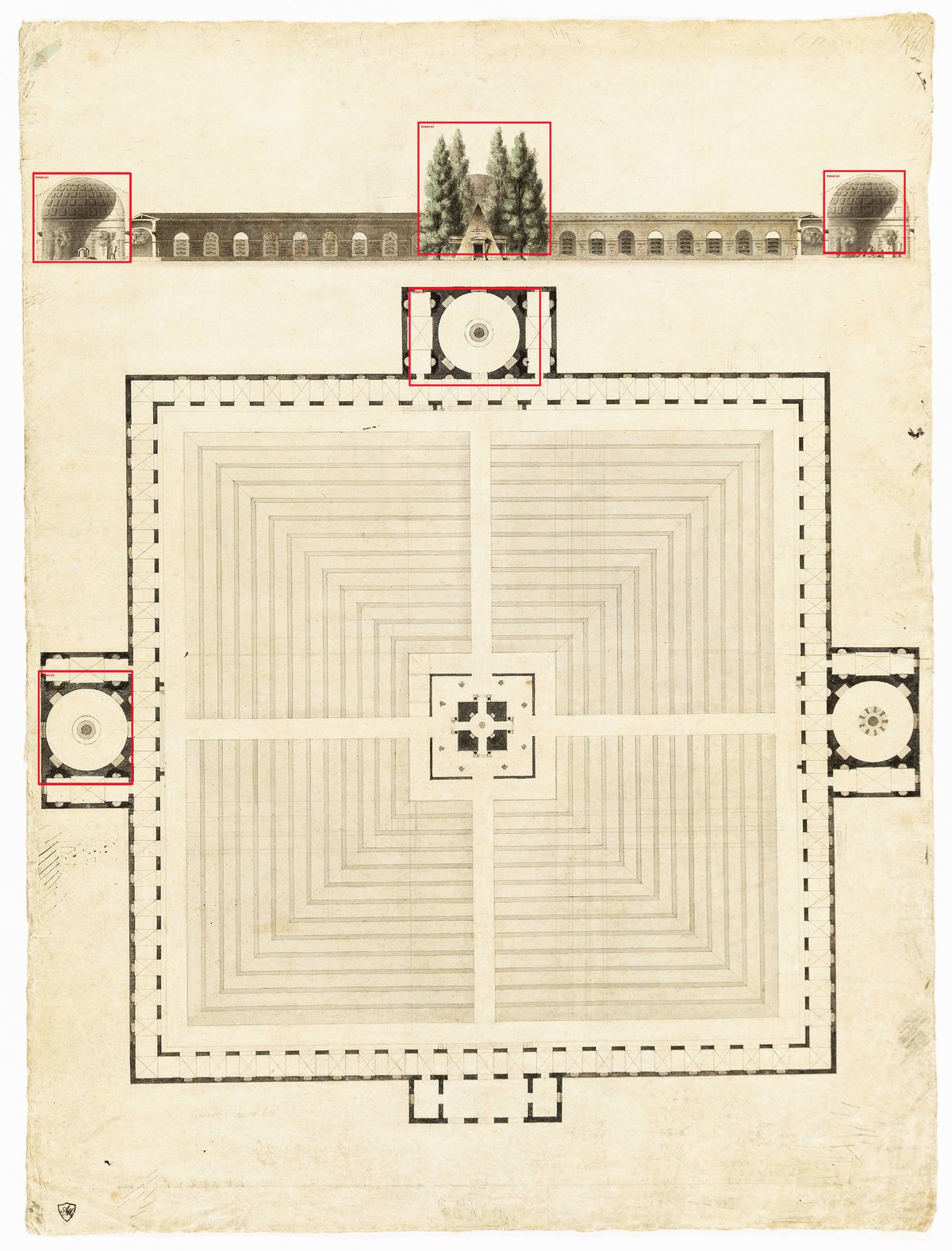 Mario Asprucci, Possible plan Napoleonic cemetery in Pineta Sachetti