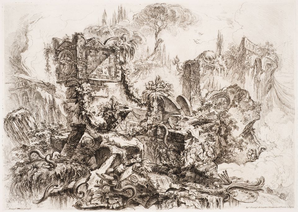 Giovanni Battista Piranesi, dit Piranèse. <i>Grotteschi : le tombeau de Néron</i>. 1760–1770.