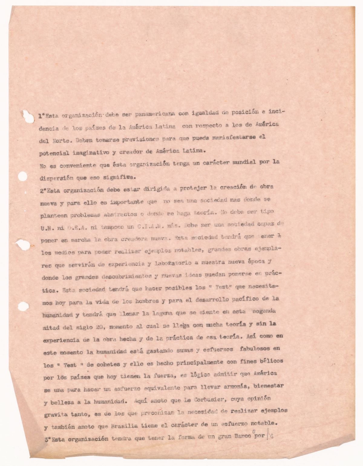 Letter from Amancio Williams to Oscar Niemeyer, c. 1960