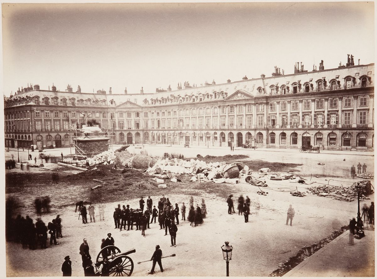 Alphonse Liébert, photographer. Vendôme Column toppled by insurgents, 16 May, 1871. 1871. Plate from <i>Les Ruines de Paris et de Ses Environs, 1870-1871, vol.1</i>