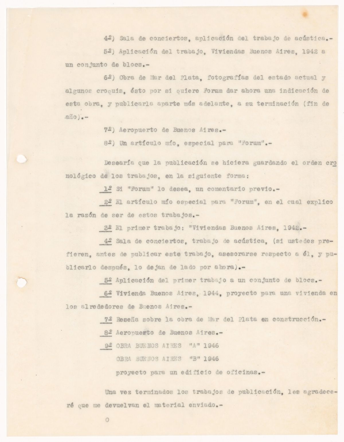 Letter from Amancio Williams to Chloethiel Woodard Smith, 21 June 1946