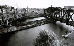 Miller, David View of the Canadian National Port Bridge and Canadian National Wellington Bridge looking south from the control tower, Montréal, Québec October 1985