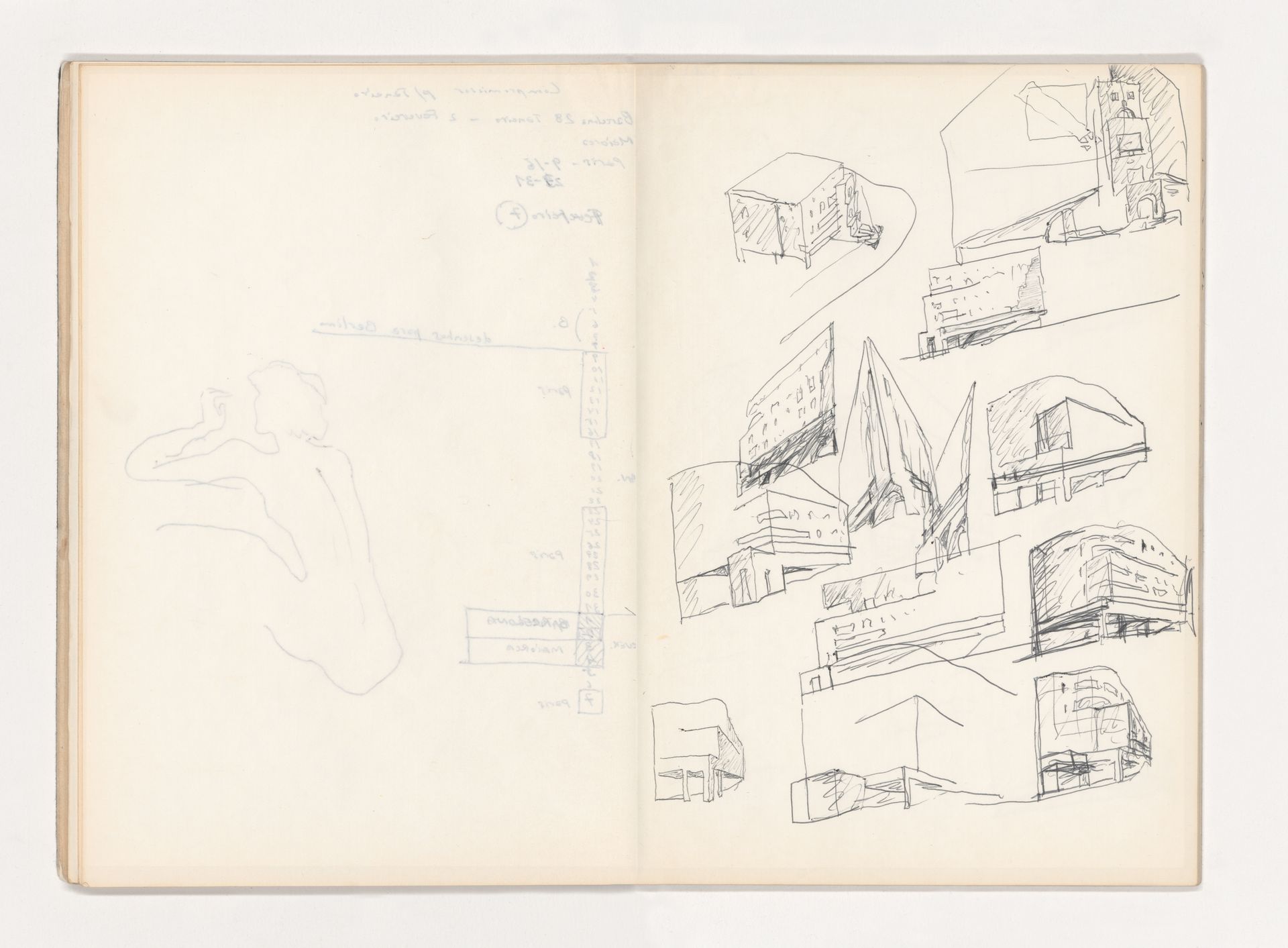 Doble página de uno de los cuadernos de croquis de Álvaro Siza