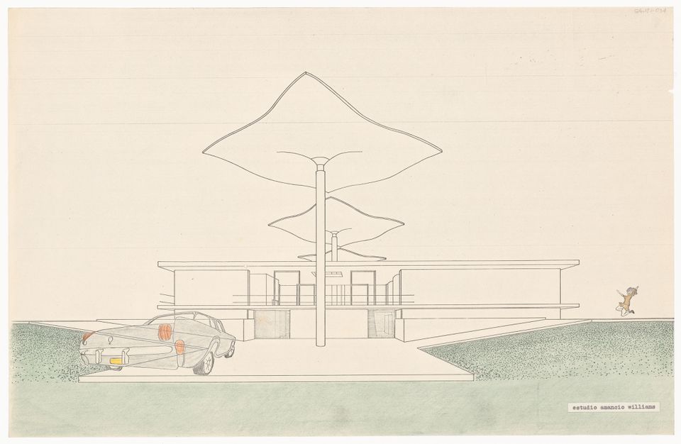 Amancio Williams. Perspective drawing, Desmarás House, circa 1969