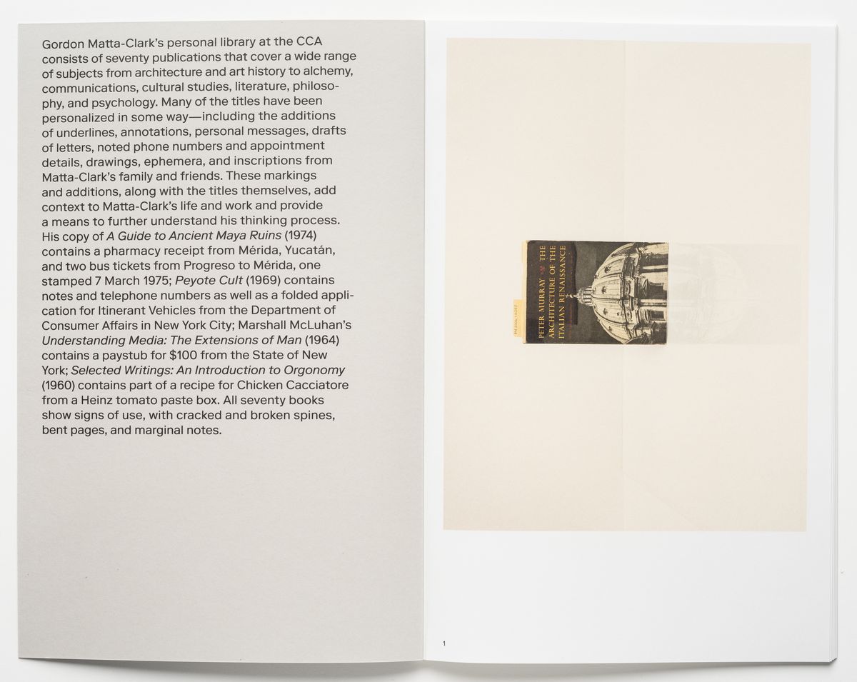 Stefano Graziani, *Documents from Gordon Matta-Clark’s personal library*, de la série CCA Singles