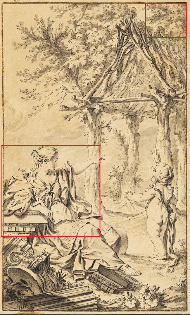 Charles Dominique Joseph Eisen, Drawing frontispiece Marc-Antoine Laugier's "Essai sur l'architecture"