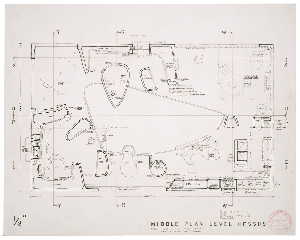 House of the Future:  Middle Level Plan (HF5509) showing the arrangement of the furniture